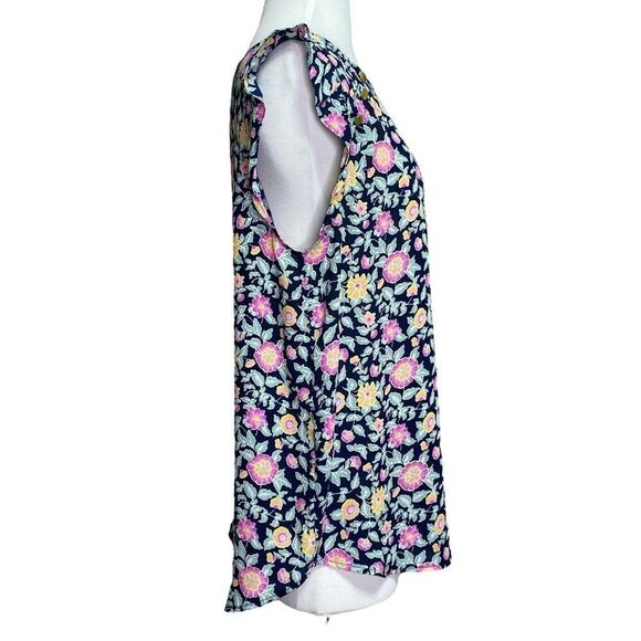 Loft Floral Blouse Ruffle Sleeve Size Large - Picture 4 of 6